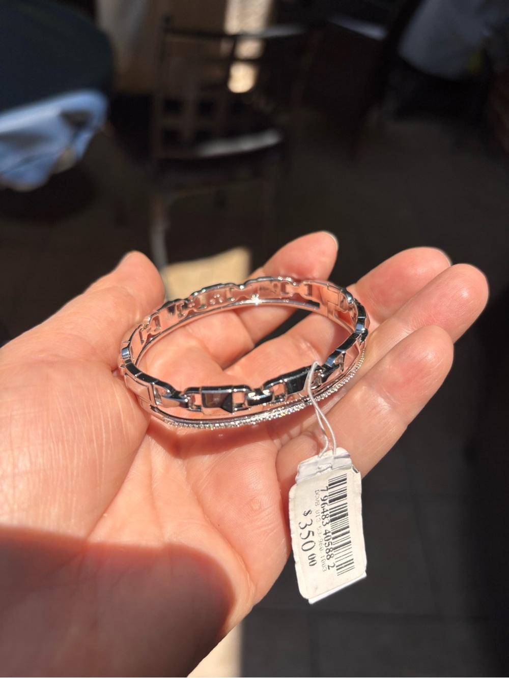 Michael Kors Mercer Link Bangle. Premium 925 Sterling Silver & zircons.